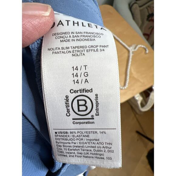 Athleta Nolita Slim Tapered Crop Pant in Sky Blue Size 14T NWT - Picture 9 of 9